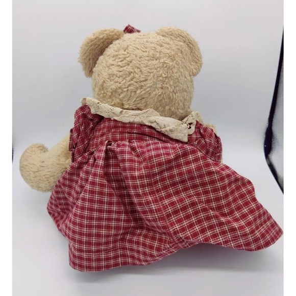 Vintage Mama & Baby Plush Boyds 18" Bear Teddy Cute Primative Plaid Dress Mom - Picture 4 of 9